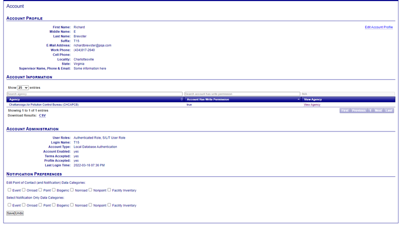 What the landing page of what the Account page should look like.
